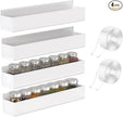 VAEHOLD 4PACK Adhesive Acrylic Spice Rack with Nano Double Sided Tape Wall Mount Organizer (White)