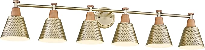 FEMILA Gold Light Fixture Bathroom, 6 Light Brushed Gold Vanity Light, 45.3