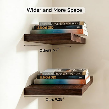 INHABIT UNION 31.5in Floating Shelves for Wall, Wall Mounted Shelves for Decor Storage Set of 2, Floating Shelf for Bedroom, Bathroom, Living Room and Kitchen（Dark Walnut）