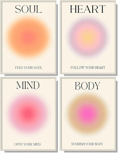 NCYEL 4 colorful abstract halo posters angel number positive energy inspirational language inspirational wall art bedroom girls room pink decoration living room bedroom apartment hotel dormitory16x24