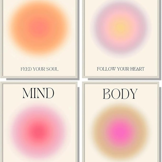 NCYEL 4 colorful abstract halo posters angel number positive energy inspirational language inspirational wall art bedroom girls room pink decoration living room bedroom apartment hotel dormitory16x24