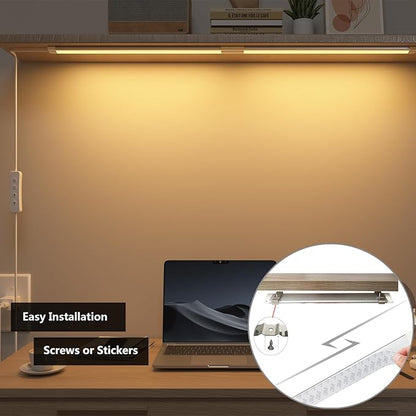 Under Cabinet Lighting USB Plug in 12In- LED Cabinet Light Strip,3 Color Levels (3000K/4000K/6000K), Dimmable (10%-100%), Small Thin Room Task Light Bar for Kitchen Counter, Over Sink, Shelf, 1pcs