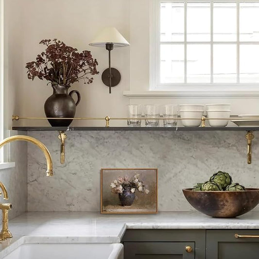 OIQArtOIQ Vintage Landscape Canvas Wall Art Framed Natural Scenery Painting Artwork Prints France Country Wilderness Farmhouse Decor Pictures Kitchen Bedroom Living Room Bathroom