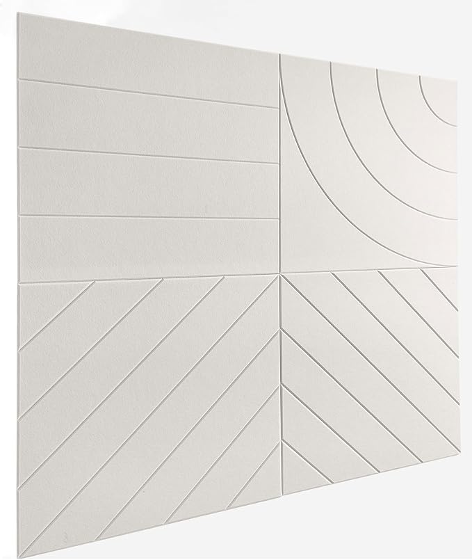 21.65" Large Square Acoustic Panels 4-Pack - Sound Absorbing Wall Panels, Noise Reducing Soundproof Decorative Felt Tiles for Home Office, Studio, Living Room - Beige