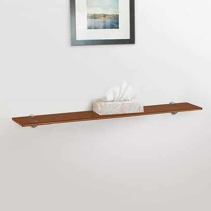 Fab Glass and Mirror 8" L x 24" W, Bronze Rectangle Floating Shelf Kit Glass Sheleves, 8" x 24" (1H-AVE6-NMJJ-BRZ)