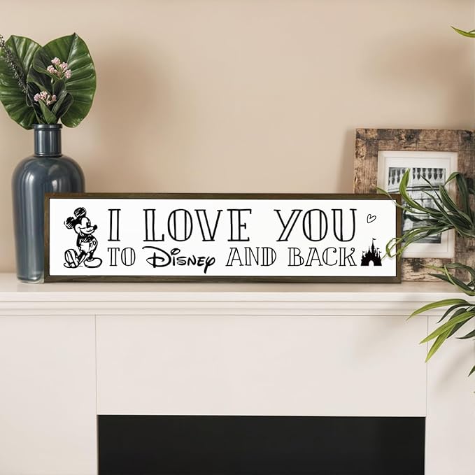 Love Sign Decor, Decorative Signs and Plaques, Wooden Box Signs for Home Decor, Master Bedroom Decors, Farmhouse Wall Decoration, Desk Decors Art, I Love You to Disney and Back Sign