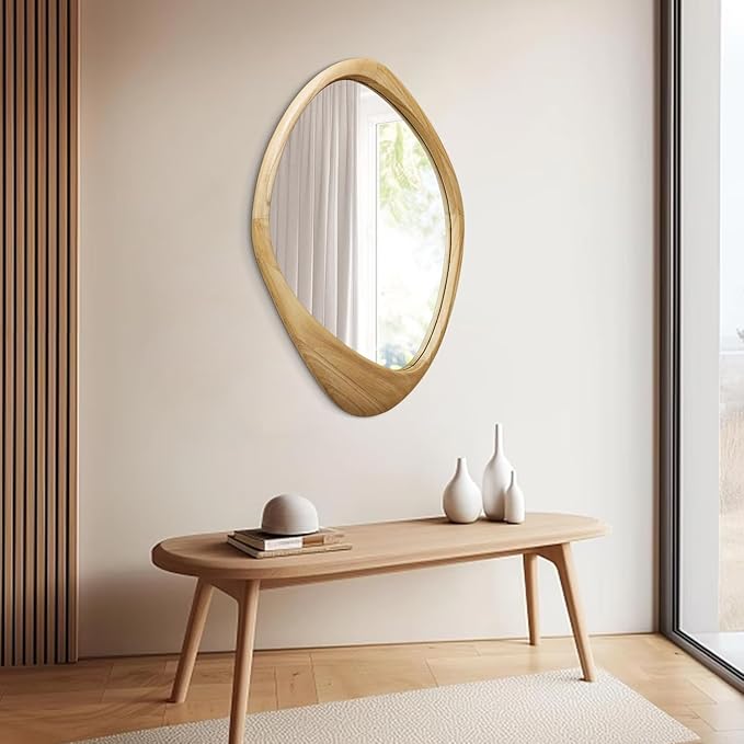 AAZZKANG Large Wall Mirror with Irregular Wood Framed 28