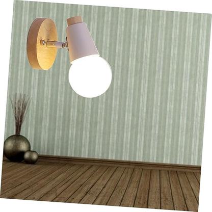 POPETPOP Minimalist Modern Solid Wood Wall Lamp Wall Sconce for Bedroom Living Porch Bathroom Space Saving Decor in White Nordic Style Fixture Without Bulb