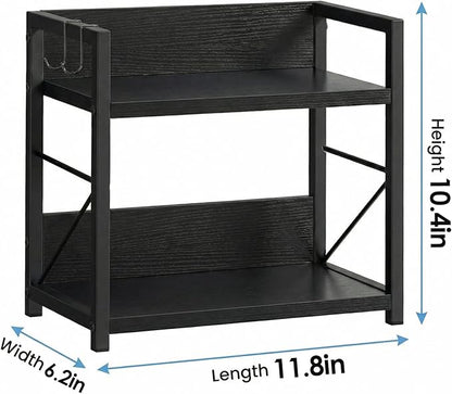 2 Tier Kitchen Counter Shelf Organizer, Coffee Bar Station Organizer, Space Saving Spice Rack, Countertop Shelf for Home Countertop Kitchen Office (Black)
