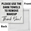 Bathroom Sign Please Use the Dark Towels to Remove Makeup Wooden Sign Decoration for Home Bathroom Restroom Toilet Desk Shelf Table 5×5 Inches