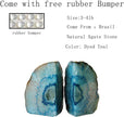 JIC Gem Teal Agate Bookends Geode Book Ends for Bookshelf Decor Decorative Bookends for Shelves Unique Cute Teal Decor with Rubber Bumpers (1 Pair, 3-4 Lbs)