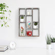 MyGift 9 Compartment Rustic Torched Solid Wood Shadow Box, Wall Mountable Curio Display Case, Freestanding or Floating Shelf for Collectible Figurines, Succulents