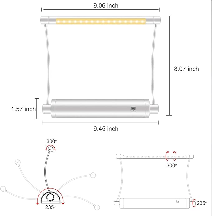HONWELL Picture Light Battery Powered Wireless Display Lights LED Accent Light Remote Control Uplight Artwork Lighting Rotatable Light Heads with Timer Dimmer, Stick Art Lights for Painting Frame