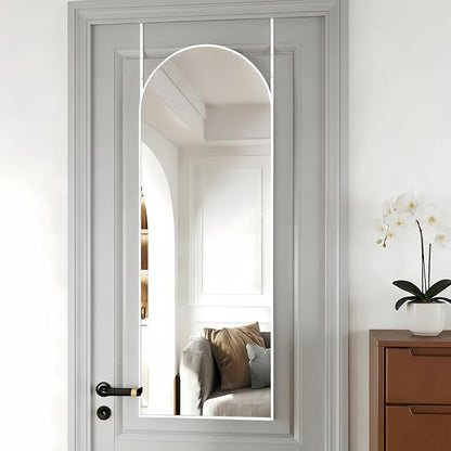 Door Mirror, Arched Full Length Mirror Over The Door, 16"x 50" Hanging Mirrors, Wall Mirrors,White