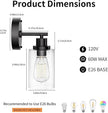 Black Wall Sconce Light: Modern Wall Sconces Indoor, LED Wall Light Fixtures with E26 Base and Clear Glass Shade, Sconces Wall Lighting for Hallway, Bedroom, Living Room, and Mirror