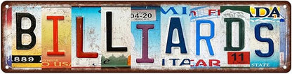 Vintage Billiards Metal Tin Signs Street Signs Man cave Home Wall Decor 16 x 4 Inches