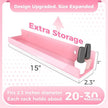 4 Pack 15 Inch Pink Acrylic Shelves, Kids Floating Bookshelf for Kids Room, Modern Nail Polish Rack Sunglasses Essential Oil Picture Ledge Display Toy Storage Wall Shelf
