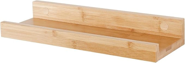 Natural Bamboo Floating Shelves Rustic Wood Wall Shelves Wooden Wall Storage Organizer Home Decor Living Room Kitchen Bedroom (Natural, 13.8 in)