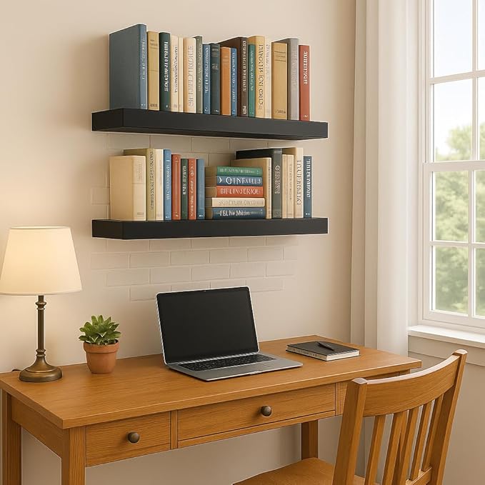 Floating Shelves for Wall - All-Metal Construction Heavy Duty Bathroom Shelves, Floating Shelves Rustproof & Waterproof, Wall Mount Shelves for Bathroom, Kitchen, Bedroom, Office (2 Pack)