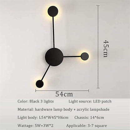 LED Wall Sconce Mid-Century Wall Lamp Lighting Fixture Black Finish丨Acrylic Indoor Modern Wash Wall Spot Light丨Wall Mount Lamps for Living Room Bedroom Hallway Home Room Decor (3 Light3000K)
