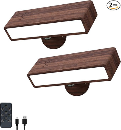 YiLaie Wall Lights for Bedroom Battery Operated, Battery Operated Wall Sconce Set of Two,Dimmable Wireless Wall Mount Lamp with 3 Color Temperature for Bedside