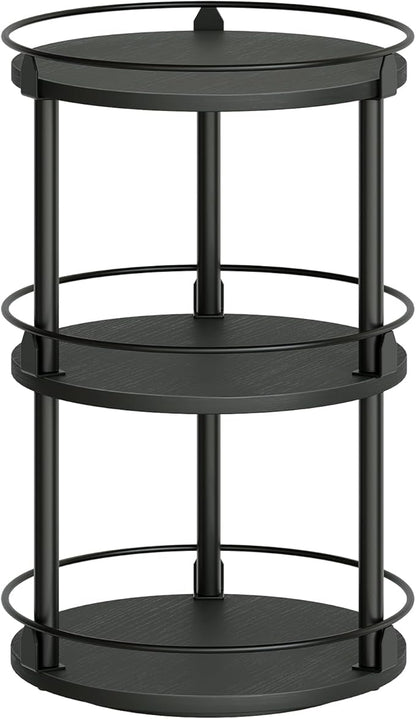 3-Tier Lazy Susan Organizer, Rotating Spice Rack, Spinning Organizer, Industrial Turntable Spice Rack Organizer for Cabinet, Kitchen Countertop, Pantry, Black SR23BK
