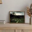 OIQArtOIQ Framed Vintage Landscape Wall Art Shepherd Natural Scenery Oil Painting Canvas Prints Country Farmhouse Aesthetic Decor Pictures for Kitchen Bedroom Living Room Bathroom