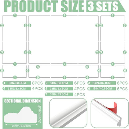 Pangda Peel and Stick Wall Molding Kit, 3D Premade Accent Molding Wainscoting Panel for Interior Wall Moulding Decor, Ready to Assemble Wainscoting Accent Panel(3 Set,35 x 68in + 99 x 68in)