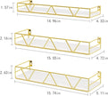 Floating Shelves Set of 3, Home Wood Wall Shelf, Farmhouse Shelf for Bedroom, Wall Mounted Floating Shelf for Living Room, Bedroom, Bathroom, Kitchen, Office (Gold)