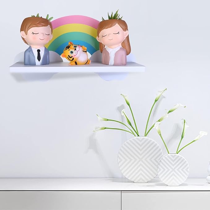 Rainbow Shelves Cloud Wall Shelf for Room Wooden Cloud Shelf Nursery Cloud Decor Floating Cloud Shelf for Bathroom Living Room Bedroom Home Room Nursery