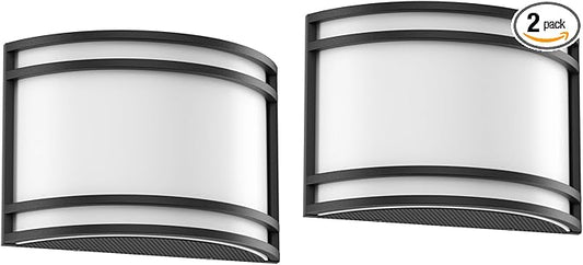 15W LED Indoor Wall Sconce, 3000K/4000K/5000K Color Temperature, Dimmable Modern Indoor Wall Mount Half Cylinder Light Fixture for Hallway Bedroom, Matt Black, 2 Pack
