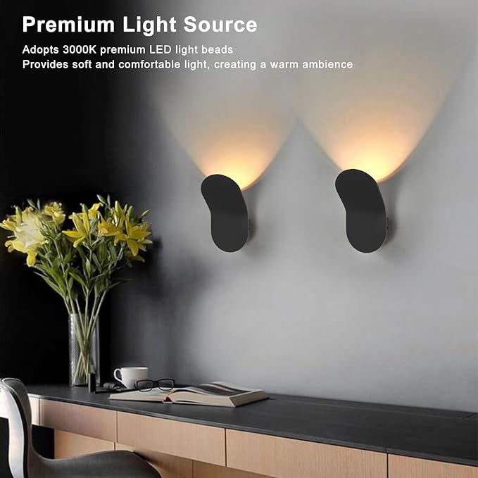 TOPINCN Upward Wall Light, Modern LED Sconce Hardwired LED Wall Mount Lamp with Unique Curved Panel, 3000K Warm Light for Living Room Bedroom Hallway Corridor