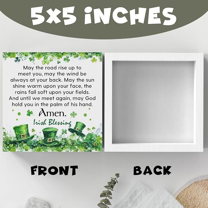 Irish Blessing Decor St Patricks Day Decorations Rustic Wood Sign Home Tabletop Shelf Desk Decor St Patrick's Day Decorations 5 X 5 Inches
