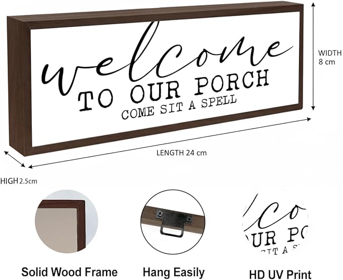 Welcome to Our Porch Sign, Farmhouse Wood Signs, Front Door Decoration for Home Farmhouse Cottage, Entryway Decors, Decorative Wooden Table Sign, Wall Decors Art, Housewarming Decoration