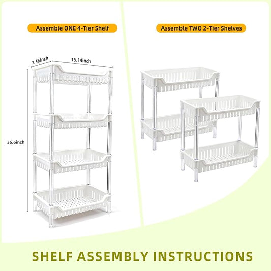 4-Tier Standing Shelf Unit with Drainage Baskets – Sturdy Bathroom & Shower Organizer, Over The Toilet Storage, Space-Saving Shelf for Bathroom Essentials, Towels, & Toiletries