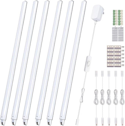 Cefrank Cabinet Lighting 6-Pack 12 inch Seamlessly Linkable Strip Light Bars for Cabinet, Kitchen, Shelf, Workbench, Cupboard Lighting, 1200 Lumen Cold White 6000K