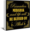 Ramadan Decorations - Islamic Decor - Ramadan Mubarak Wooden Sign Home Office Living Room Bedroom Kitchen Bathroom Desk Table Shelf Wall Decor - 5 x 5 Inches