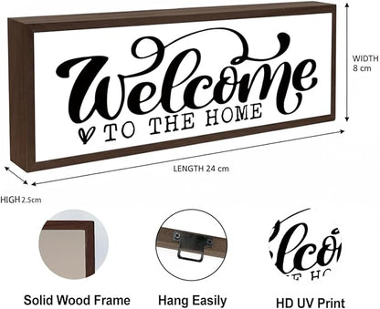 Welcome Home Decor, Rustic Framed Home Sign, Modern Farmhouse Wall Decoration, Living Room Decors, Front Door Signs for Porch Entryway Decor, Shelf Table Decors, Solid Wood Frame