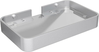 Danpoo 8-Inch Small Wall Shelf, Clear Tempered Glass with Matte Silver Aluminum Frame – Sleek Floating Bathroom Organizer