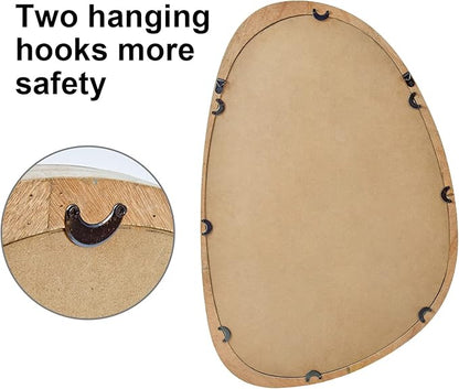 sawsile Irregular Wall Mirror for Bathroom,Wood Asymmetrical Rustic 24x36 inch Farmhouse Vanity Unique Nature Decorative Large Mirror for Entryway,Bedroom,Living Room,Washroom