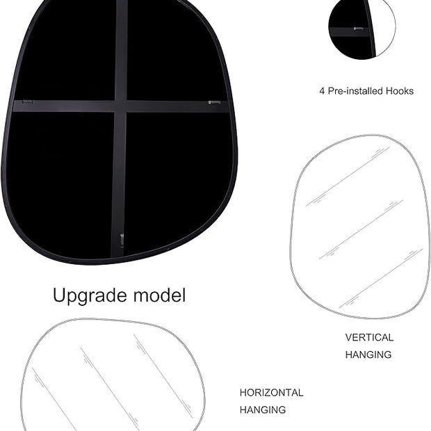 Asymmetrical Wall Mirror for Decor 17.5"*22.5", Modern Black Framed Wall Mirror for Living Room Bathroom Bedroom Entryway ELE-STOU-0066B