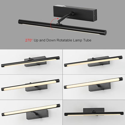 Picture Light for Wall Battery Operated, 20" Rechargeable Art Light with Remote and Timer for Painting, 9000mAh Wireless Wall Light for Display, Artwork, Portrait, Gallery, Black