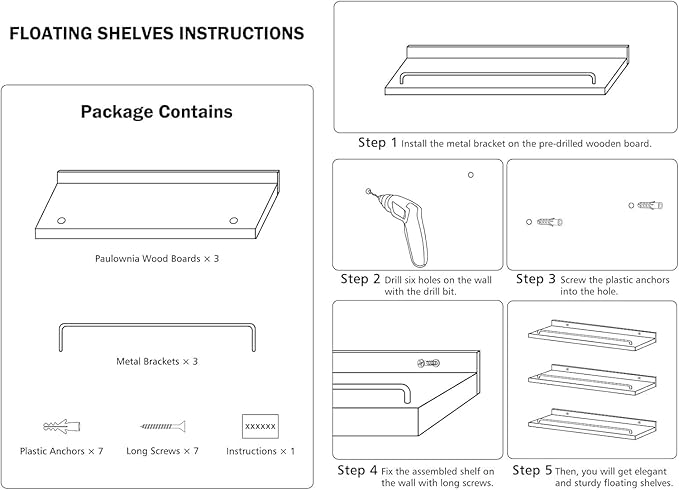 32 inches Long Floating Shelves, Bathroom Decor Shelves Over Toilet, Farmhouse Wall Shelves for Living Room, Bedroom, Picture Frames, Plants, Kitchen, Set of 3 (White and Grey)