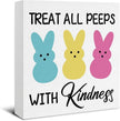 Easter Decor - Easter Decorations - Treat with Kindness Wooden Sign Home Office Living Room Bedroom Desk Table Shelf Decor - 5 x 5 Inches