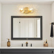 Gold Bathroom Vanity Light Fixtures: Modern Wall Scones With 2 Hammered Clear Glass Shades - Globe Makeup Lighting Fixture over Mirror - Brass Ball Powder Room Vanities Lights for Hallway Bedroom