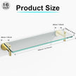 Glass Shelves for Bathroom,16-Inch Brushed Gold Floating Bathroom Shelf Stainless Steel Tempered Glass Shelf Modern Shelves Wall Mounted