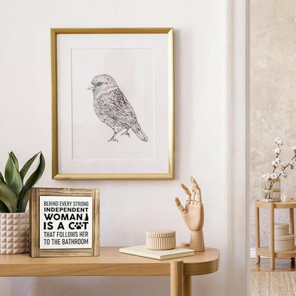 Cat Wood Sign - Independent Woman & Bathroom Decor, Farmhouse Shelf Decor