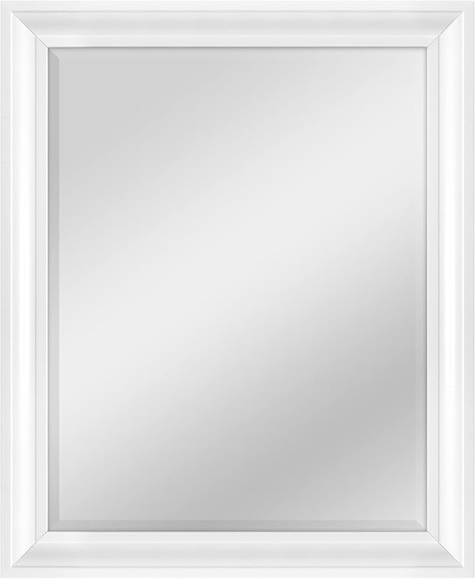 MCS Large Wall Mirror, Modern Rectangle Mirror Home Decor for Living Room, Bedroom, or Bathroom, 26.5 by 32.5 Inch, White