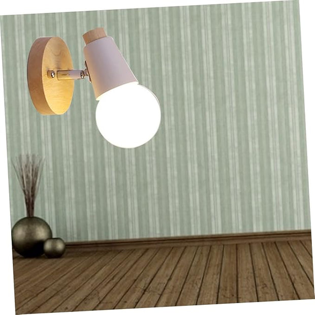 Minimalist Wall Sconce Solid Wood Light Fixture for Bedroom Living Room and Bathroom Stylish White Design for Home Decor No Bulb Included