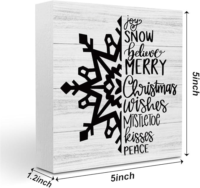 Christmas Decor Christmas Sign Decorations for Home Snowflake Sign for Home Office Desk Table Cubicle Shelf Xmas Desk Accessories 5 x 5 inch